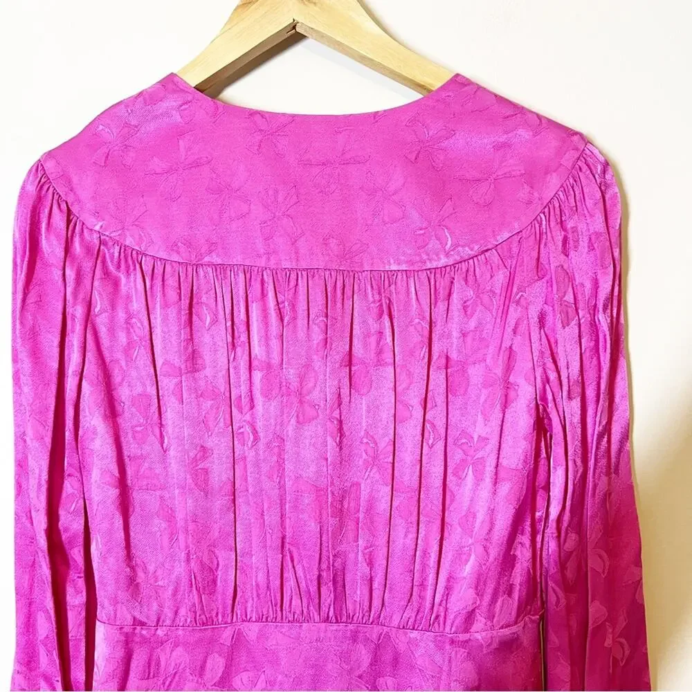 Kate Spade Jewel Button Bow Jacquard Dress Pink Size 6 NWT‎